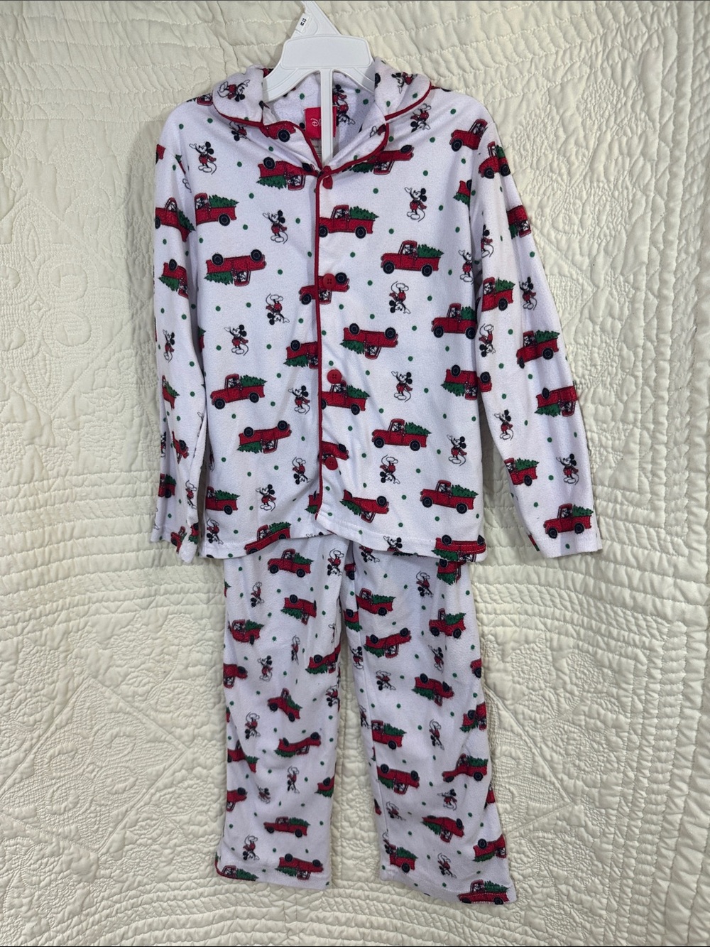 Cozy Kids Size 5 Disney Mickey Red Truck Fleece Pajama Set Christmas Holiday